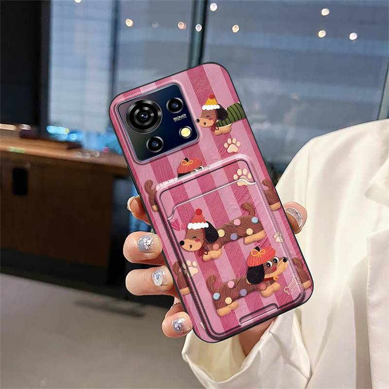 Card Slot TPU Phone Case For ZTE Blade V50 Vita Waterproof Protective Fashion Design Cartoon Cute Anti-knock Soft Case
