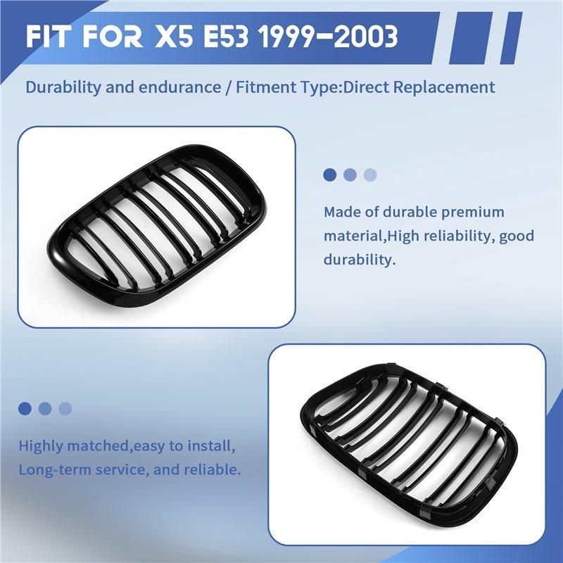Front Hood Grille Mesh Grille Kidney Grille For BMW X5 E53 1999-2003 Car Replacement Parts