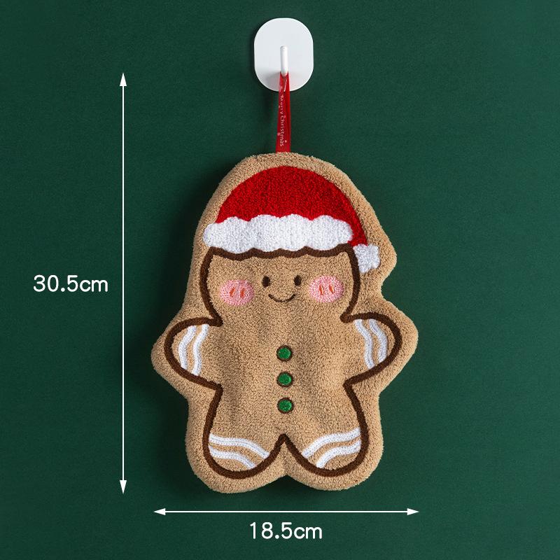 1/3Pcs Christmas Coral Fleece Hand Towels for Kitchen Bathroom Cartoon Gingerbread Man Snowman Tree Design Towel New Year Gifts