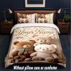 Conjunto de Roupa de Cama de 3 Peças Tema Ursinho de Pelúcia, 1 Lençol de Cima e 2 Fronhas Roupa de Cama Personalizada para Casa