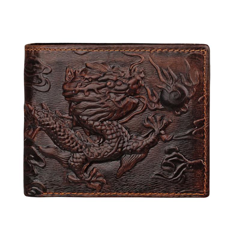 Portafoglio Lungo in Vera Pelle di Alta Qualità Portacarte Stile Drago 3D 2026 Portafoglio Lungo Pieghevole di Alta Moda per Uomo Regalo Maschile Portafogli