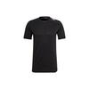 Men's Mesh Panel Armpit Round Neck Pullover Short Sleeve Black T-Shirt HE5441