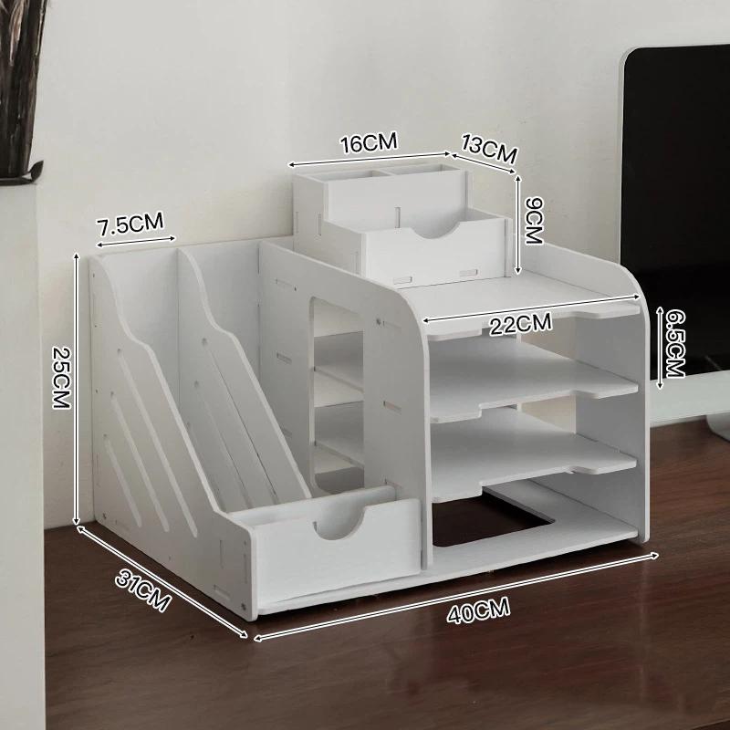Desk Organizer Shelf - Multi-purpose Book Magazine Storage Stand Holder for School Office Supplies