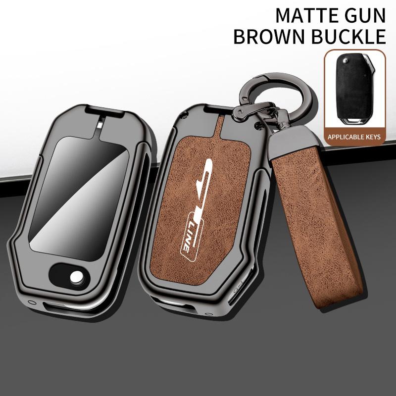 For Kia GTLine Sportage Ceed Xceed Sports K5 Seltos 2019 2020 2022 2023 Zinc Alloy Leather Car Logo Key Case Cover Keyring Shell