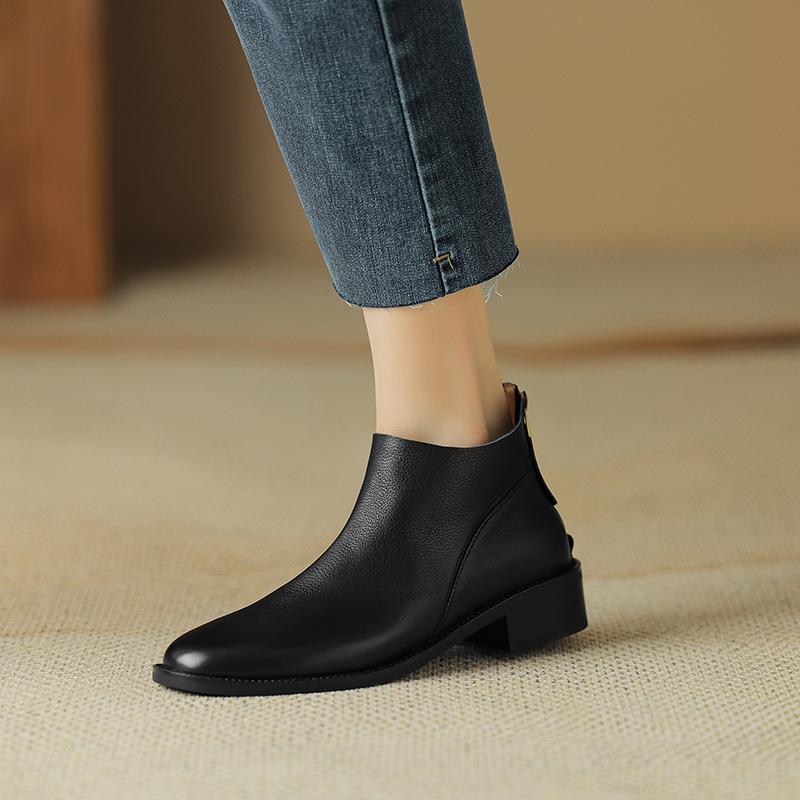 

Мода 2024 Натуральная кожа Женские ботинки натуральная кожа Ботильоны Женская обувь Элегантные слипоны Однотонные короткие ботинки Ковбойские ботинки челси 34