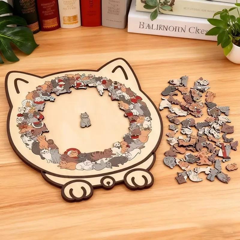 

Cats Shaped Wooden Puzzle Diy Kit For Kids And Adults With Morandi Colors Style A