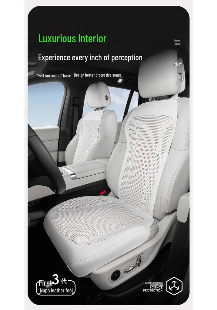 Universal Perforated Breathable Car Seat Cushion for Five-Seat Vehicles - Year-Round Ventilation