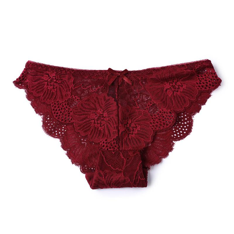 Panties Woman Sexy Lace Briefs Transparent Female Underwear Hollow Out Cotton Crotch Girls Underpants 3 Pcs/Set