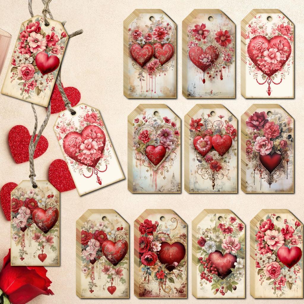 20 Stück Vintage Valentinstags-Geschenkanhänger - Perfekt zum Einpacken & Dekorieren, Ideal für Hochzeiten, Junggesellenabschiede & Mehr