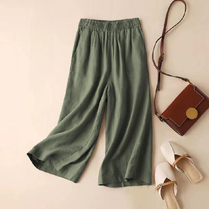 

YYFS Женская мода повседневные однотонные принтованные брюки с высокой талией брюки и капри XXXXL зелёный