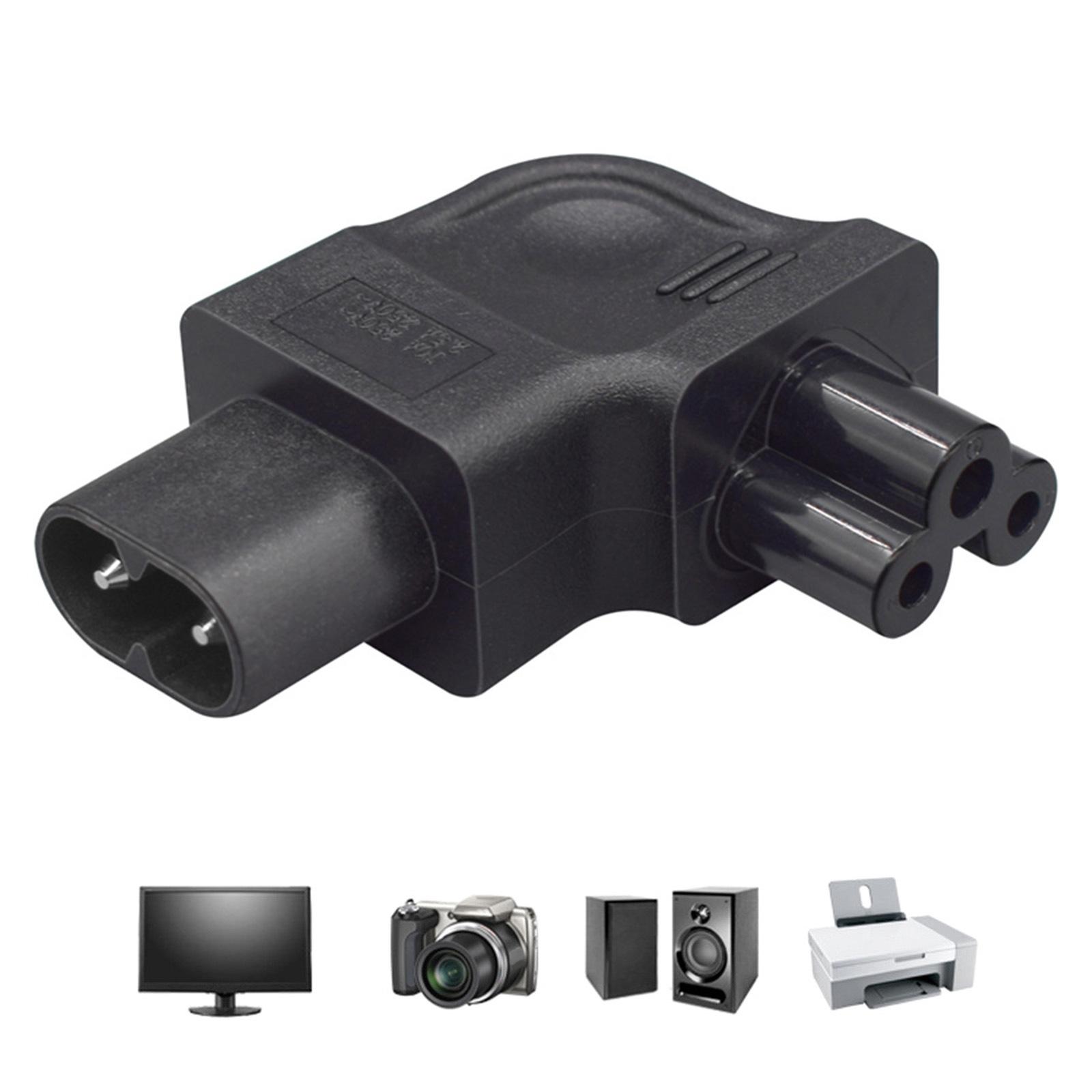 

IEC320 C8 To C5 Power Plug Adapter Right Angle Design, Figure 8 Male To Cloverleaf Female Connector