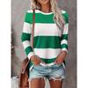 Women's 3D Stripe Printed T-shirt Fashion Long Sleeve Round Neck T-Shirt Regular Tops Holiday Weekend Spring and Autumn