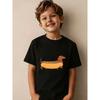 European Sizes Whimsical Cartoon Boys' T-Shirt - Dachshund Hot Dog Creative Design, Casual and Relaxed Style