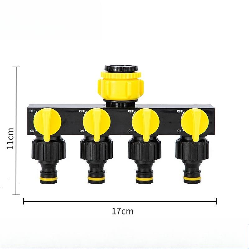 Garten-Vierwege-Wasserteiler-Ventil Outdoor Einlass Vier Auslässe Umlenknippel-Verbinder Kunststoff-Schlauchverteiler