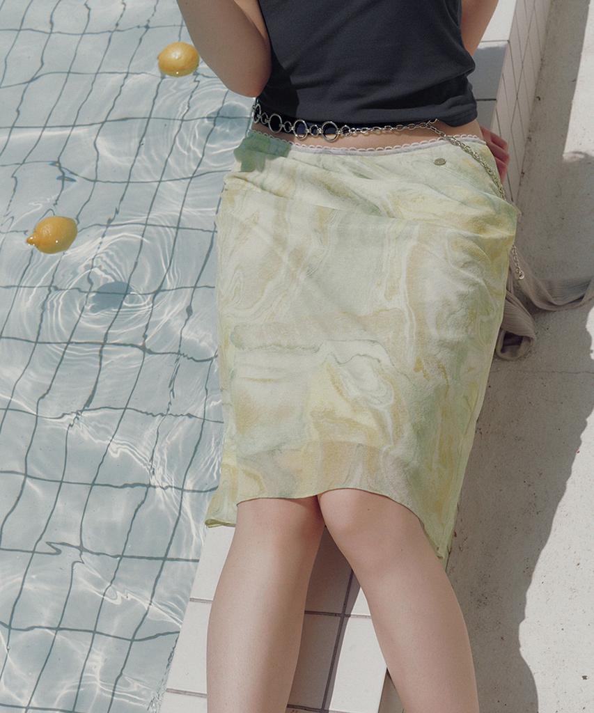 Teuwi Bling Print Elastic Waist Midi Skirt