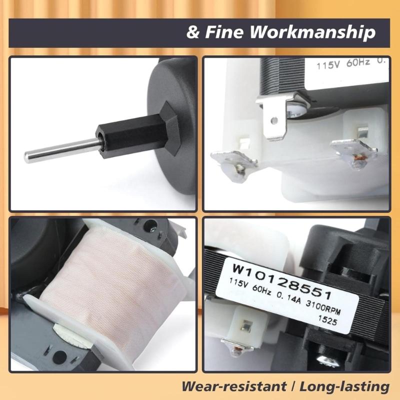 115V Refrigerator Evaporator Fan Motor for W10128551 and 8170894 Cooling Fan Motor Replacement Refrigerator Parts