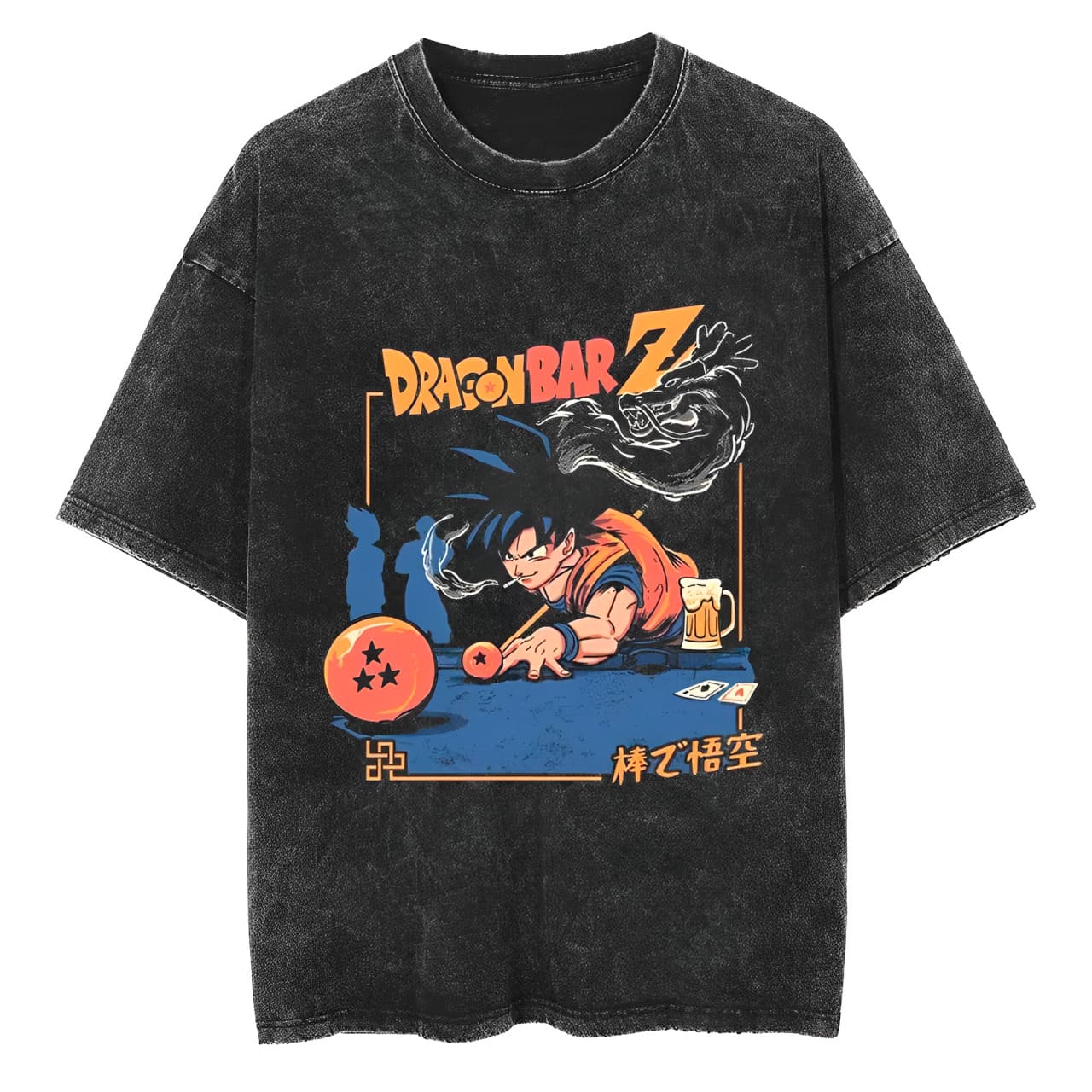 

Dragon Ball Goku T Shirt Men Acid Wash Oversized Anime Billiard Bar Streetwear Cotton Vintage Gym Training Graphic Top Tee M