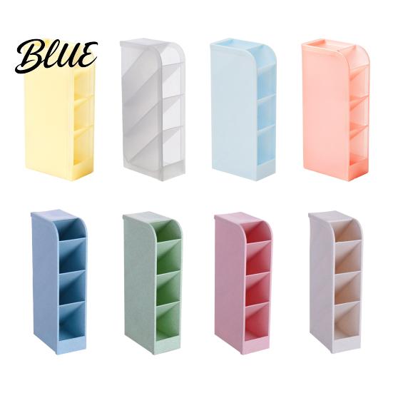 Plastic Pencil Cup Storage Organizer Holder 5 with Slanted Pen Compartments Stationery Art Tool Macaron Colors Space Saving for