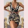 Dress women's summer new skirt European and American women's clothing hip strap skirt printed medium and long dress