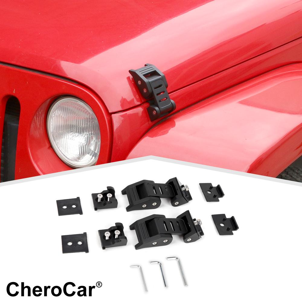 Metal Engine Hood Latch Hood Catch Lock Kit for Jeep Wrangler JK JL JT 2007-