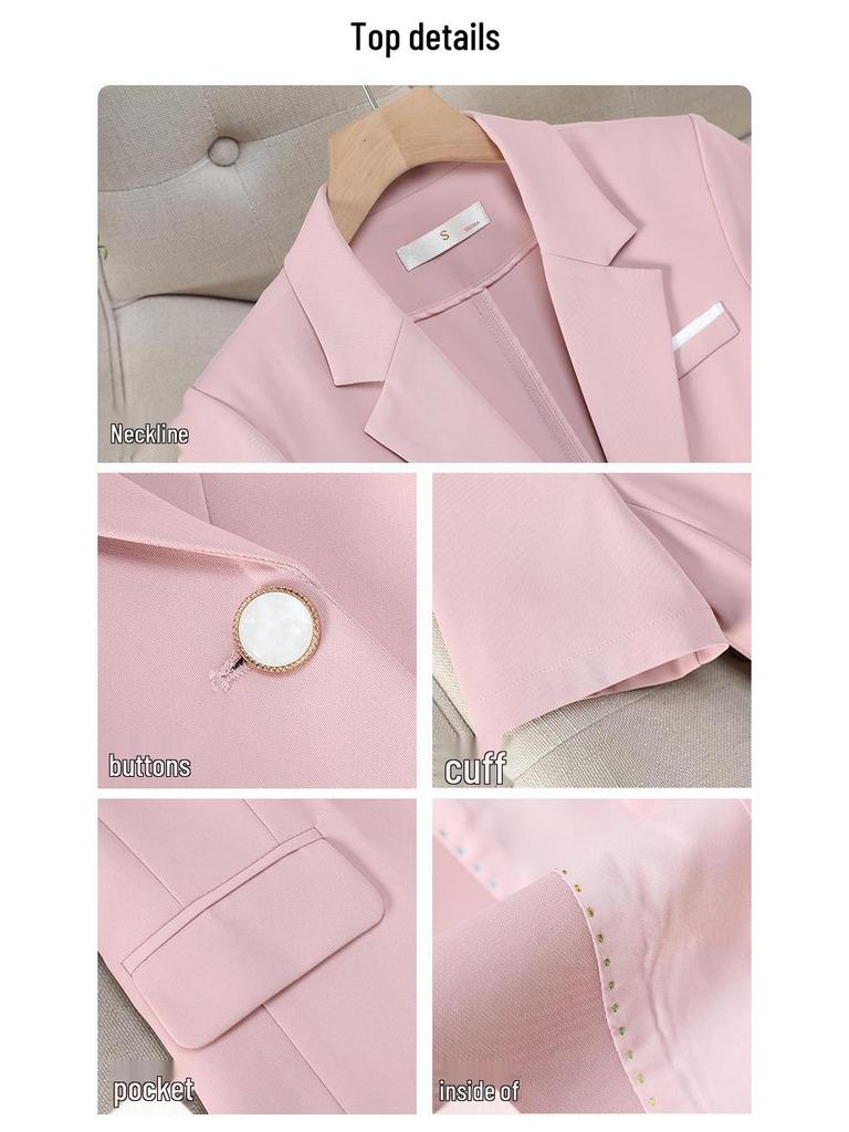 Professionelles Sommer-Kurzarm-Anzugset für Damen mit Rock - Salon-Arbeitskleidung Jacke im Westernstil