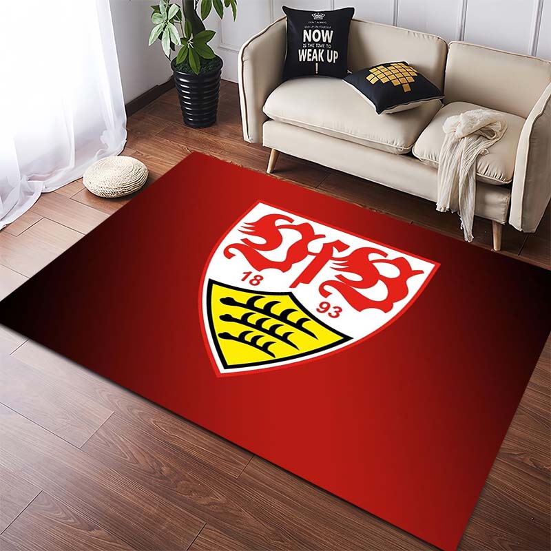 VfB Stuttgart Logo Teppich, Rutschfeste Schwarze Fußmatte mit Fußballclub-Wappenaufdruck, Indoor-Teppich für Fußballfans 40x60cm( 15x23in )