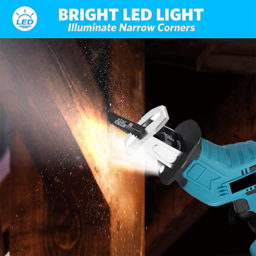 Portable Cordless Reciprocating Saw Adjustable Speed Chainsaw PVC Pipe Wood Metal Cutting Bandsaw Power Tool