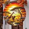 Round African Wildlife Themed Metal Tin Sign Wall Art Decor For Bedroom Garden Hanging