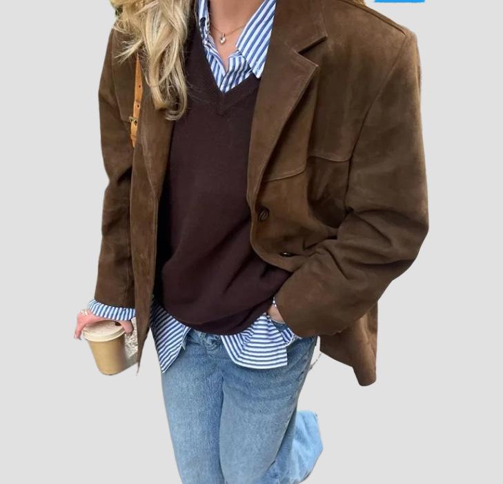 Retro Suede Women's Jacket - Cross-Border European & American Style
