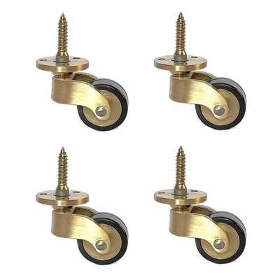 25mm Massivmessing Lenkrolle - Antikstil 360° Schwenkbar Vintage Gummirollen für Möbel Mit Schrauben, 4er Set - Belastbarkeit 330 lbs