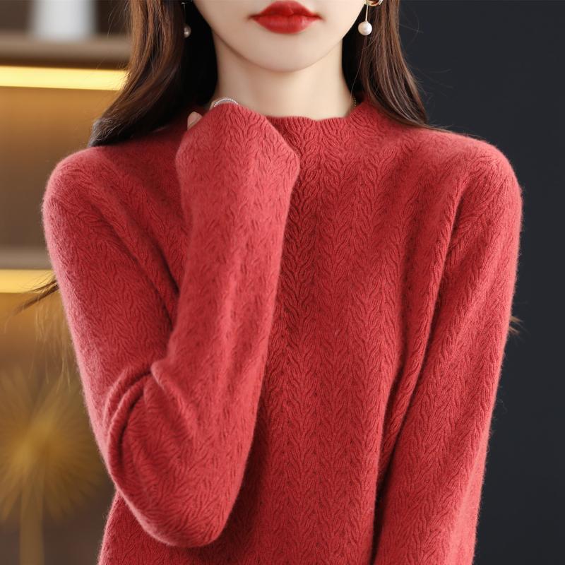 Women's Cashmere Sweater Qinghe Cashmere 30% Cashmere 70% Wool Women's Autumn and Winter Cashmere Sweater Soft and Warm