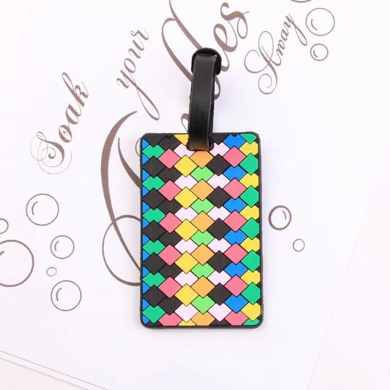 Trendy Soft Rubber Luggage Tag: Colorful Geometric Camouflage Polka Dot Pattern, Wear-Resistant & Waterproof Travel Essential.