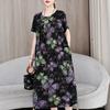 Abiti eleganti taglie forti per donna Abito lungo vintage a maniche corte allentato casual