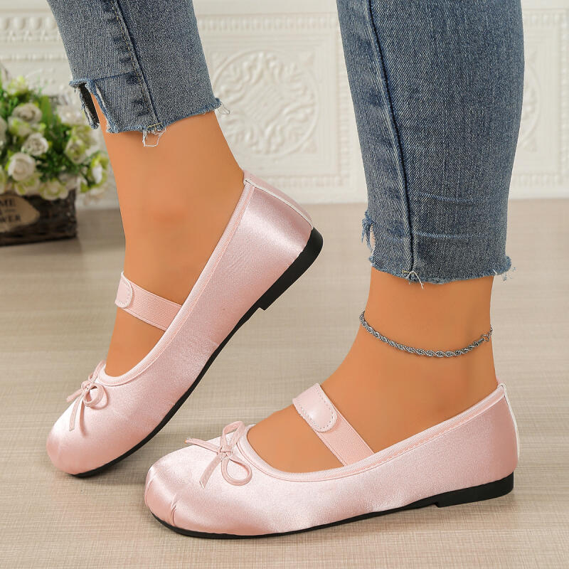 Fashion Elegant Bowknot Decoration Ballet Shoes Women 2025 Autumn Sweet Round Toe Flat Heel Mary Jane Shoes Fashion Dress Party Shoes