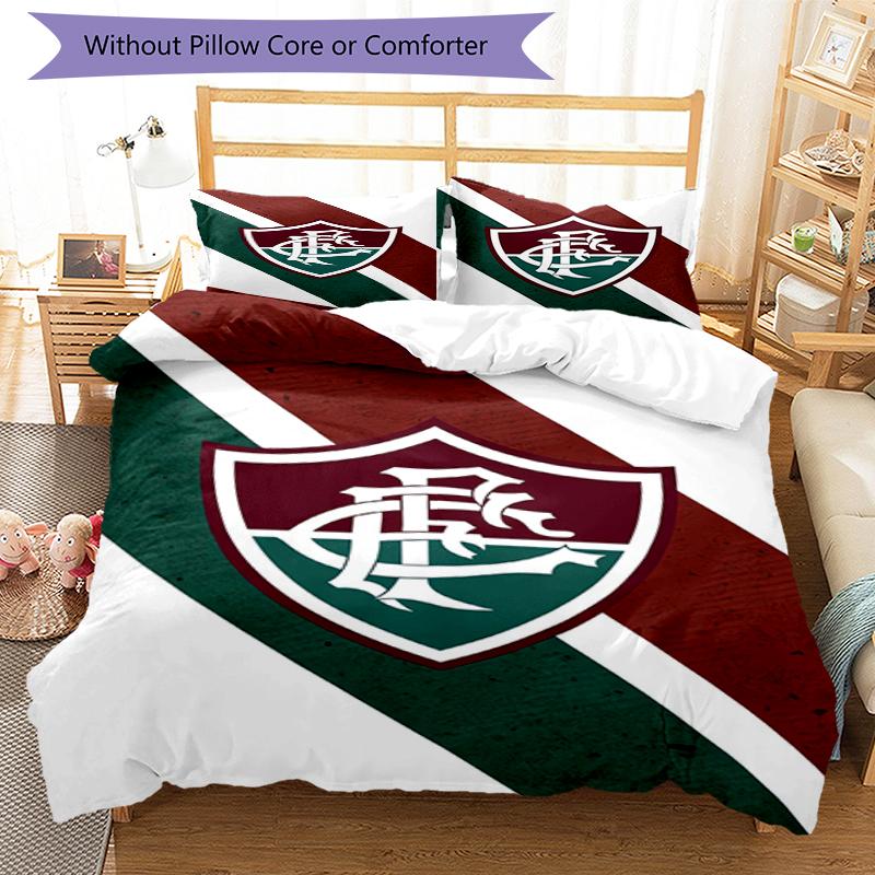 3pcs Fluminense FC Bedding Set Duvet Cover Closure Includes 1 Duvet Cover & 2 Pillowcases, Soft and Comfortable for All Seasons.