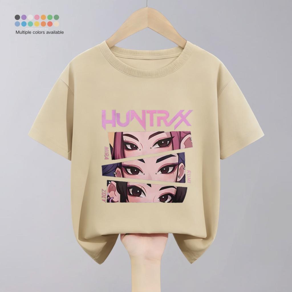 Hunter Girl Group Print Cartoon T-shirt For Girl's Clothing Summer New Fashion Children Short Sleeve Tops Crewneck T Shirts