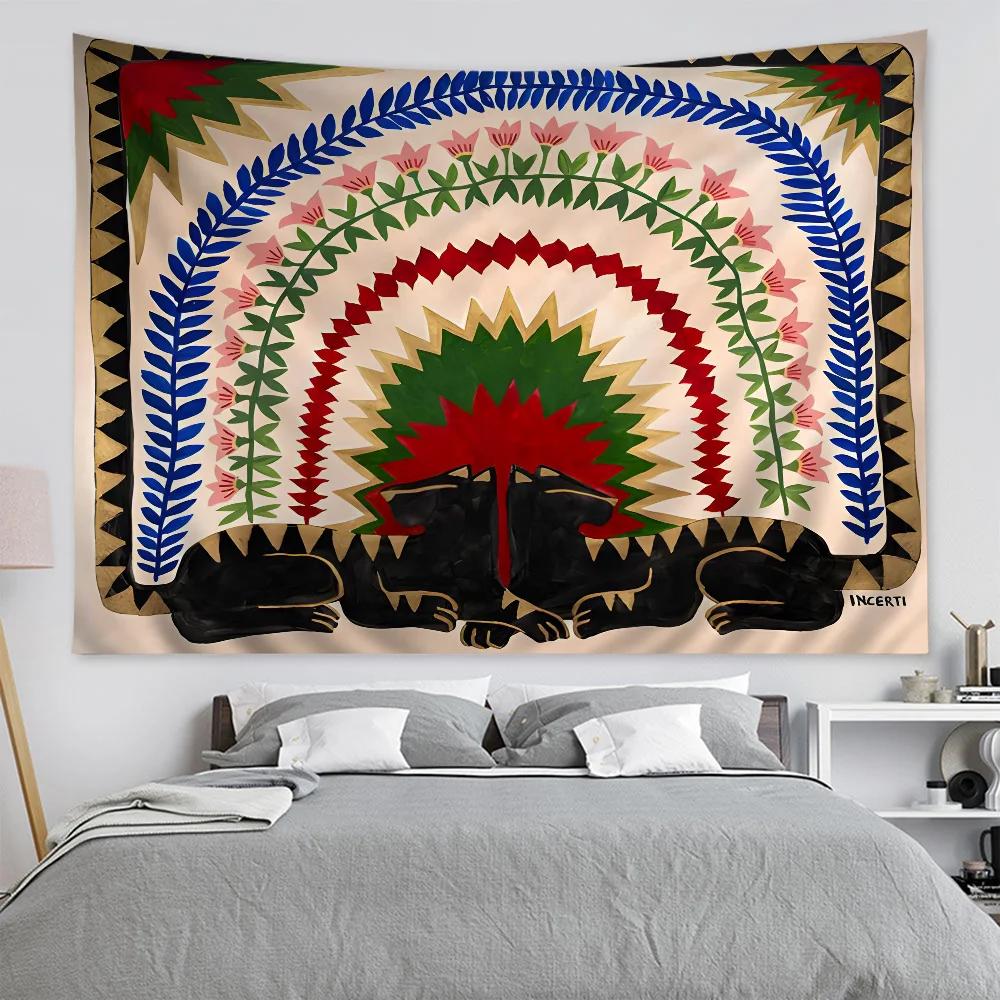 VIKAMA Bohemian Egyptian Tapestry Abstract Art Wall Hanging Cloth for Living Room Bedroom Dormitory  Home Decor