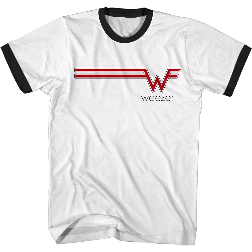Weezer Striped Logo Ringer Men s T Shirt Official Band Merch Alternative Rock L