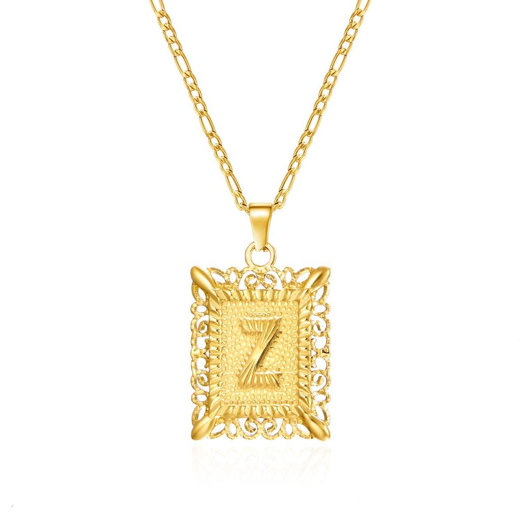 European and American style simple square 26 letter pendant necklace women's personality high-end design jewelry