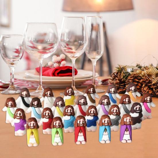 Calendário do Advento de Natal Mini Jesus Estatuetas Conjunto 24Pcs Pequena Estátua de Boneca de Jesus Ovos de Páscoa Presentes Religiosos para Cristãos