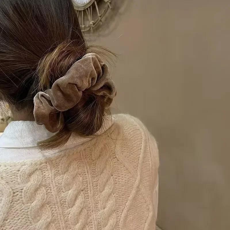Winter Plüsch Weich Einfarbig Scrunchie für Frauen Vintage Elastizität Gummibänder Haargummis für Pferdeschwanz Kopfschmuck