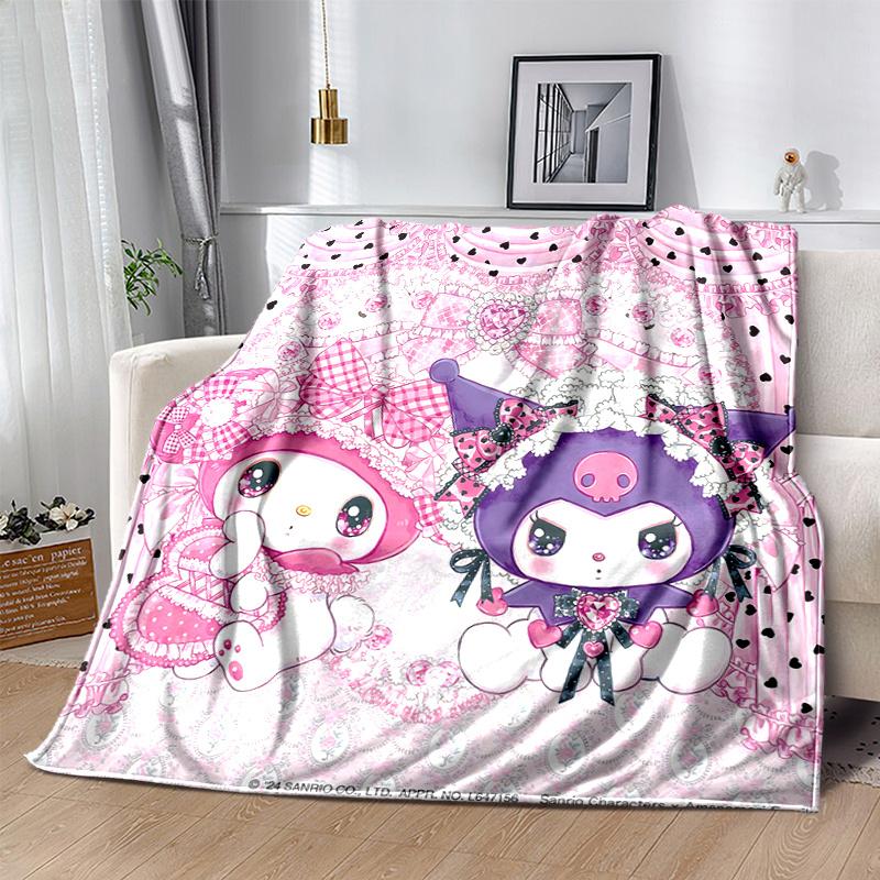 1 шт. Плед с персонажами Sanrio Куроми и друзьями, Мягкий плед для домашнего декора, Идея подарка для семьи и друзей, Сезонное использование, Уютное постельное белье, Идеальный