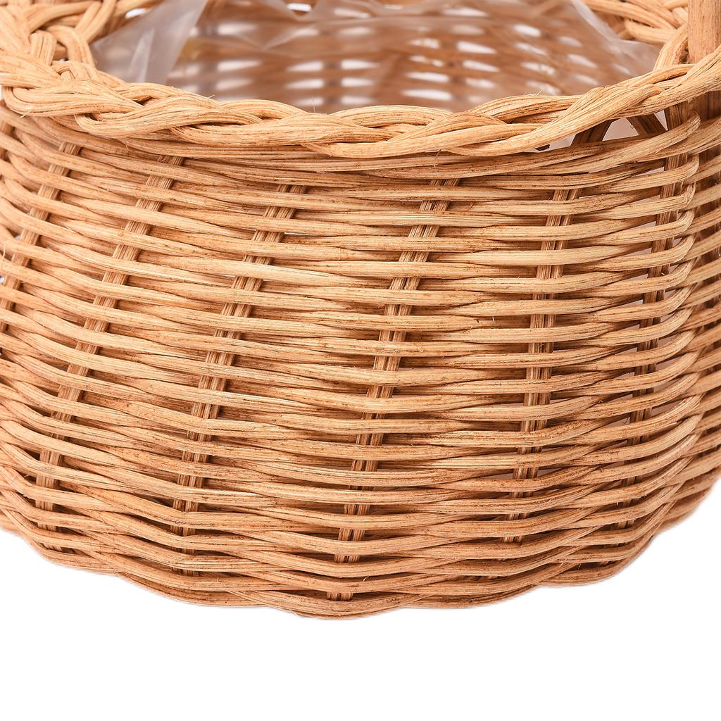 Wicker Flower Basket Small Woven Basket with Handle for Home Wedding Decor Picnic Camping B17 Brown