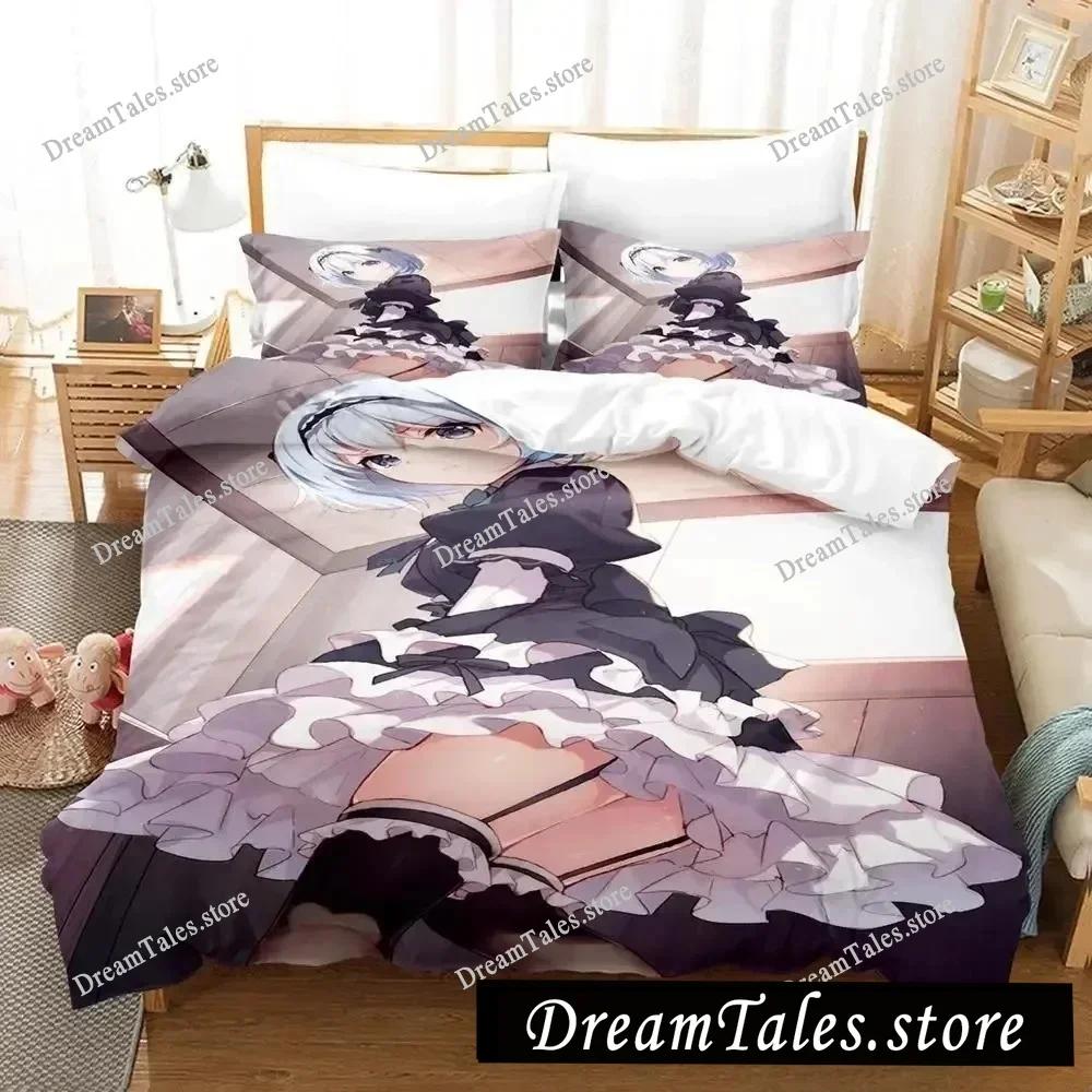 The Ryuo's Work Is Never Done! Cartoon Poster Sheets Quilt Covers Bedding Dormitory Sheets Bedding Set Soft Warm Bedding Set741