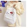 Cute Cartoon Hello Kitty Plush Zipper Backpack Street Style Nylon Material