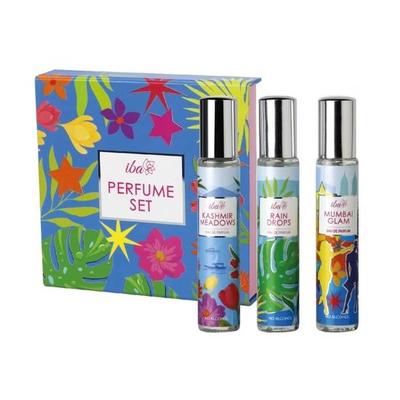Set Profumo Spray Iba (Gocce di Pioggia, Prati del Kashmir, Glamour di Mumbai), 15 ml x 3 | Flaconi da Viaggio, Lunga Durata di Note Floreali, Fruttate e Speziate