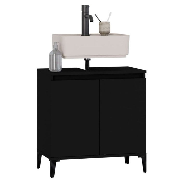 VidaXL Vanity Unit, Black, 58x33x60 Cm, Engineered Wood &; Metal, Bathroom Cabinet with Compartment 821261