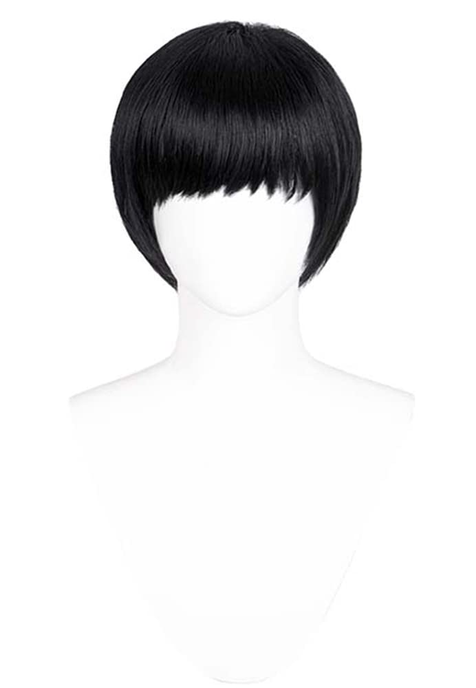Heat-resistant Mushroom Cosplay Wig, Black, for Cosplay, Costumes, School Festivals, Includes Wig Net and Comb