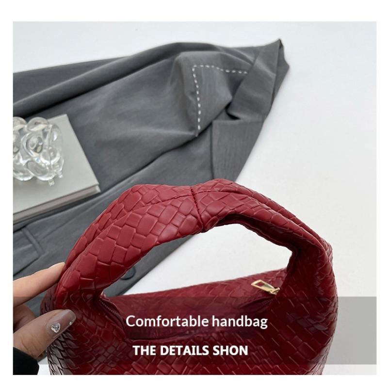 Women Classic Woven Embossed Soft Pu Leather Small Top Handle Hobo Shoulder Bag Casual Daily Handbag