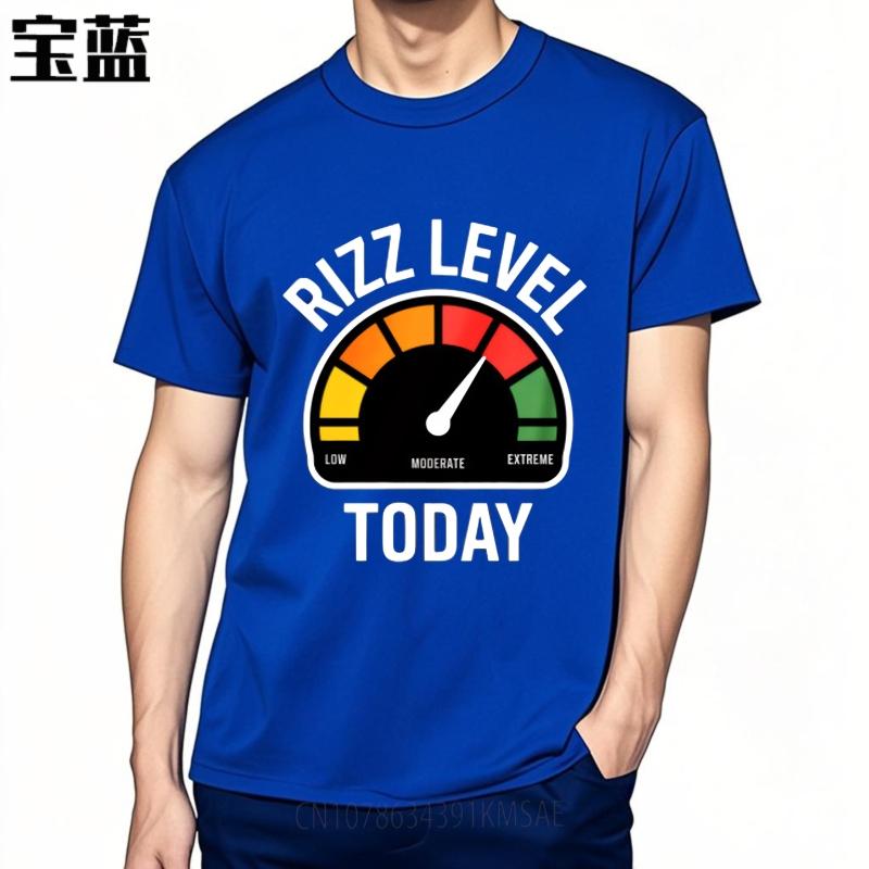 Mens Unisex Comfort Tshirt Plus Size Summer For Her T Shirt Rizz Level Gauge Today Short Sleeve Travel O Neck Tee Shirt